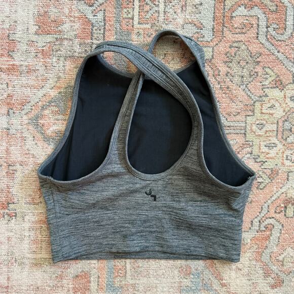 NWOT JoyLab Heather Gray High Neck Sports Bra Active Top CROP XS - Picture 2 of 5